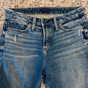 Silver High Rise Wide Leg Crop Jeans